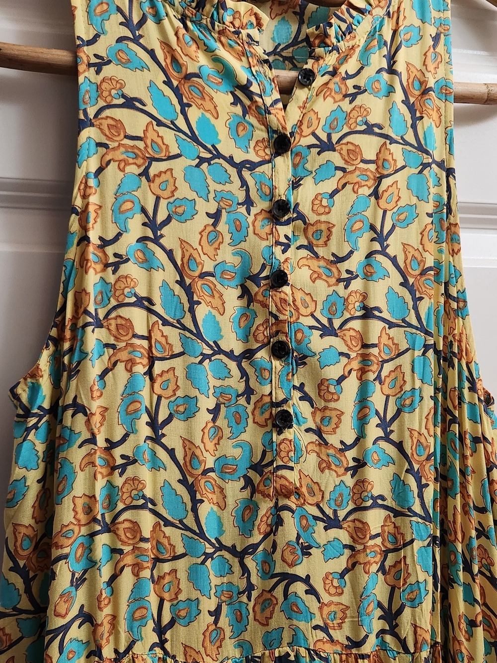 Sleeveless Floral Maxi Dress in Teal and Rust - Picture 4 of 14